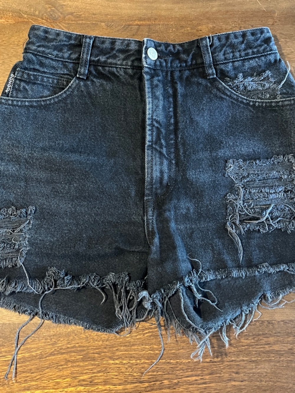 Vintage 1990s BONGO Black Cutoff Jean Shorts Size 7